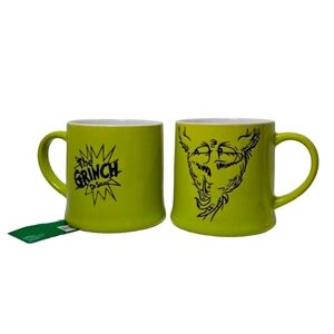 Dr Seuss Grinch Bioworld 2 Mug Set 16oz Green NWT